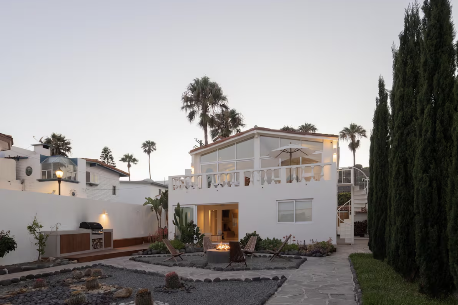 Casa Pulpo courtyard with fire pit and outdoor seating